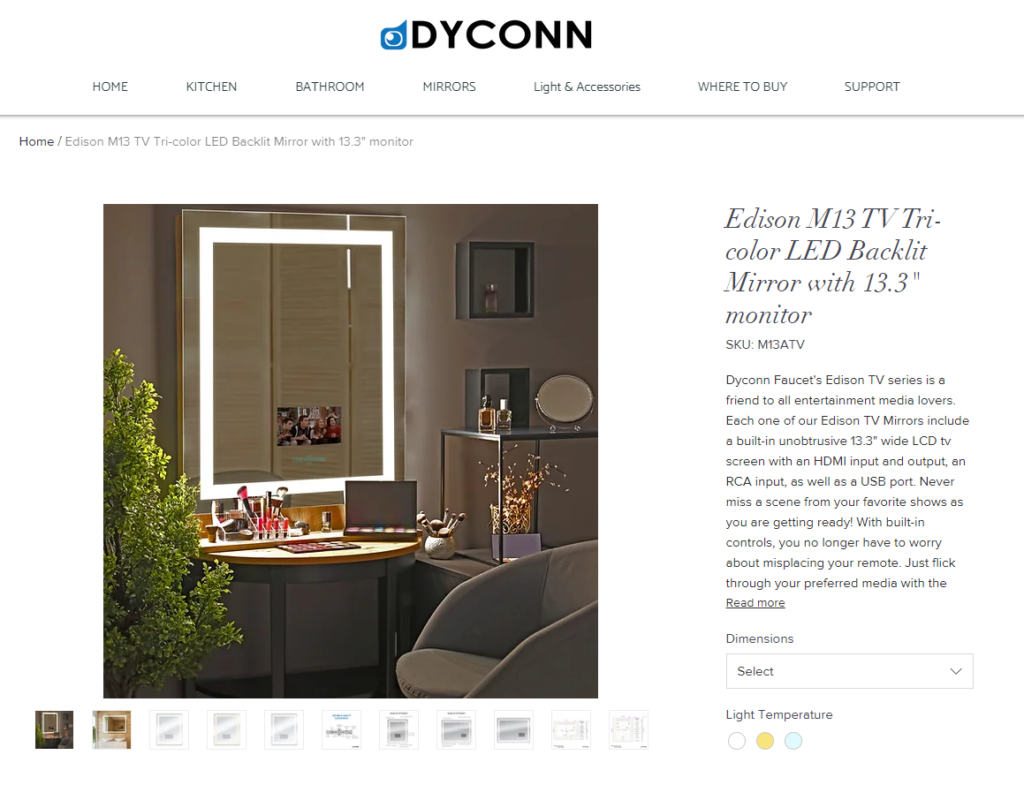 dyconn faucet edison led smart mirror