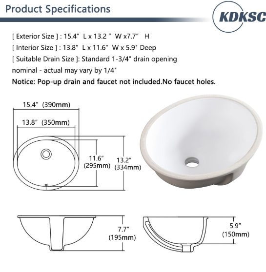 compact undermount basin 350mm