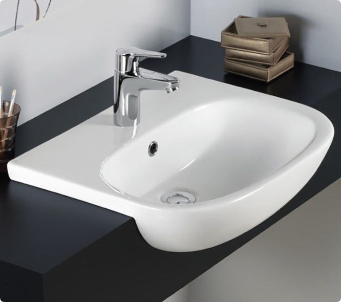what is a semi recessed basin