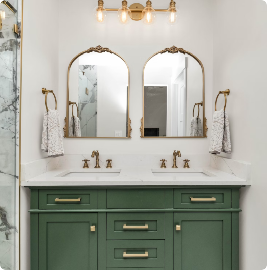 muted green vanity
