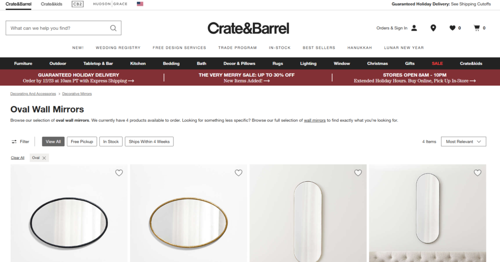 oval frameless bathroom mirror by crate & barrel