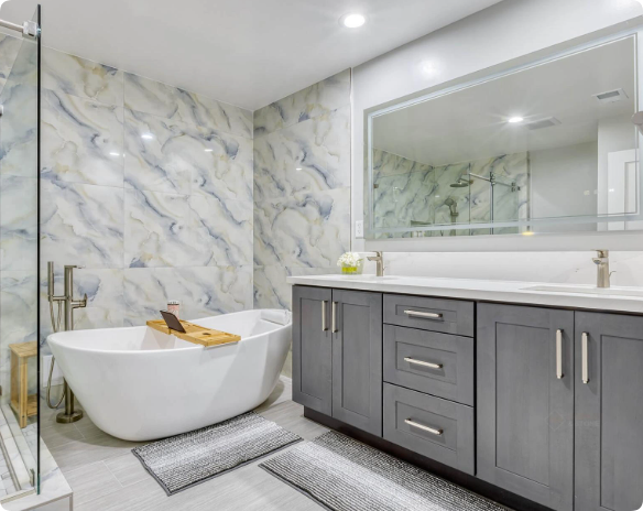 soft gray vanity