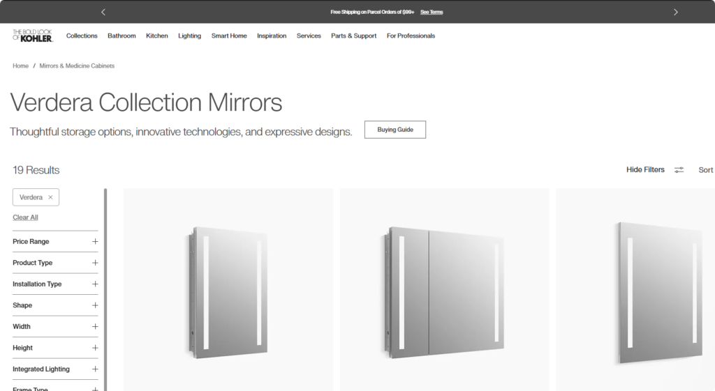 kohler’s verdera mirrors
