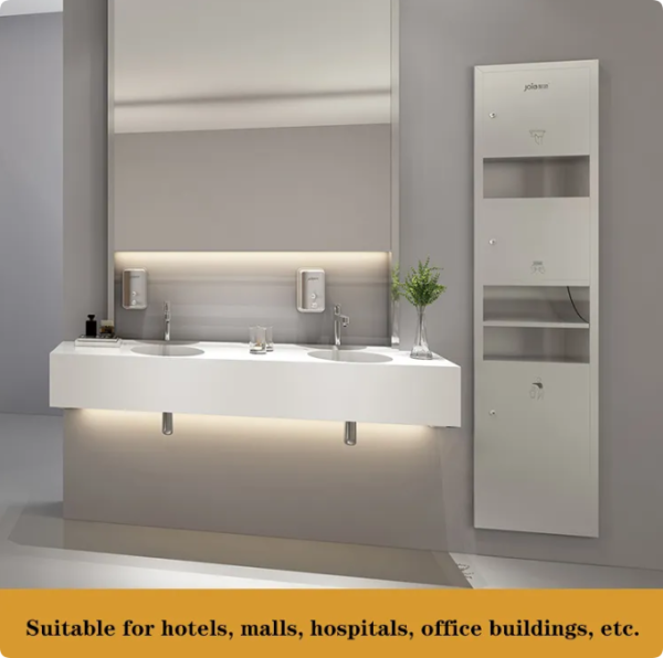 v2 in 1 matt wall mounted stainless steel commercial toilet bathroom tissue hand paper towel holder dispenser with trashbin