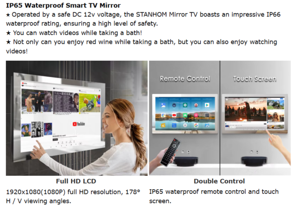 new large arch touch screen bath full tv mirror led bathroom android smart wall mirror smart mirror tv magic ins (copy)