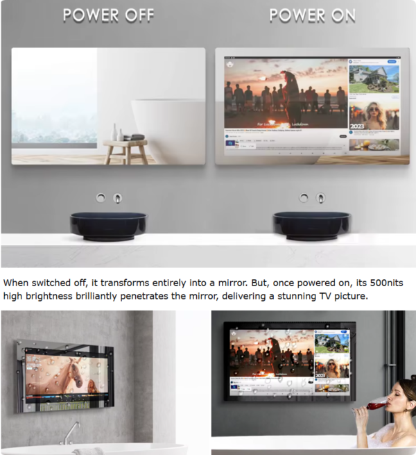 new large arch touch screen bath full tv mirror led bathroom android smart wall mirror smart mirror tv magic ins (copy)