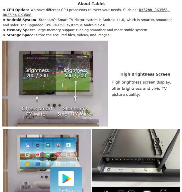 new large arch touch screen bath full tv mirror led bathroom android smart wall mirror smart mirror tv magic ins (copy)