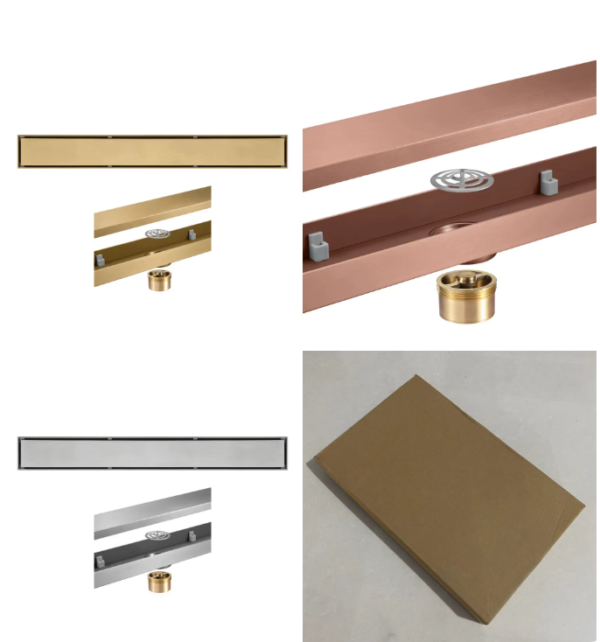 bathroom accessories stainless steel brushed rose gold linear shower linear drain invisible vertical outlet shower floor drain