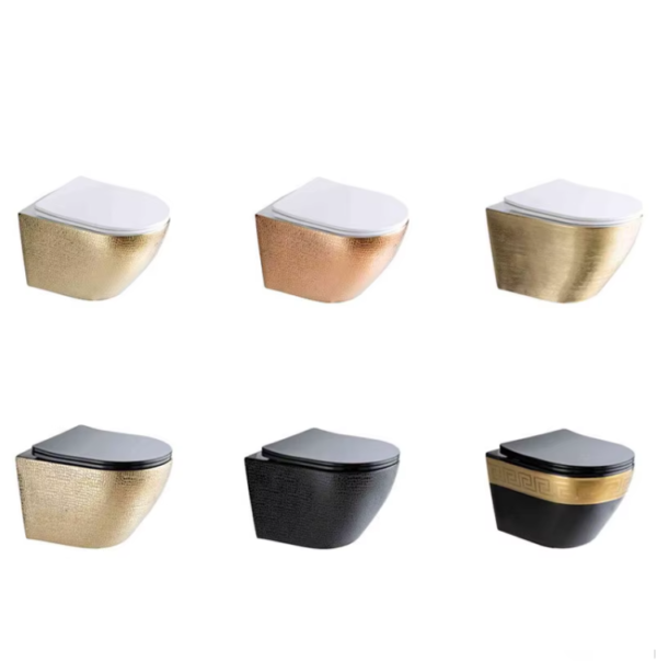 bathroom floor mounted ceramic water closet toilets modern western elongate one piece toilet gold