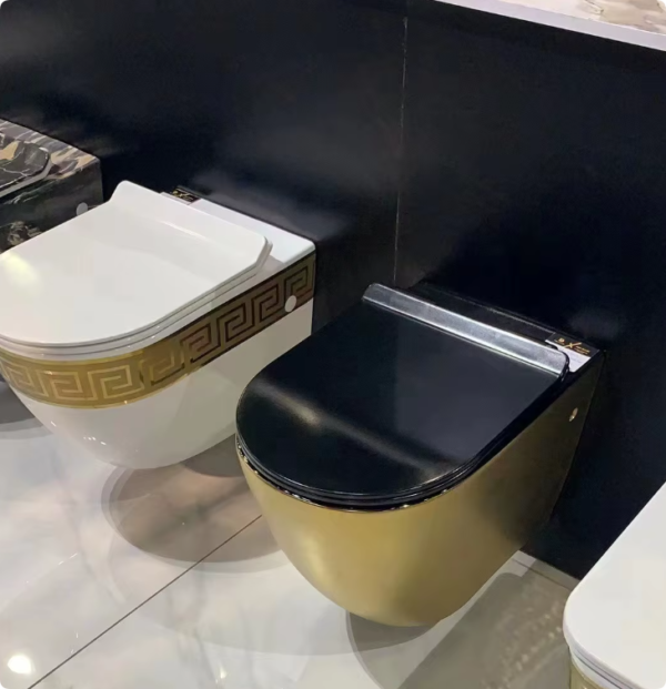 bathroom floor mounted ceramic water closet toilets modern western elongate one piece toilet gold