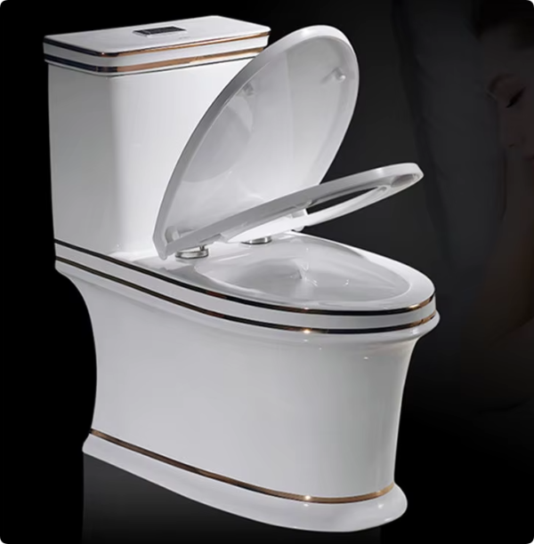 luxury modern one piece marble toilet new wave pattern gold silver line color glazed black ceramic sanitary ware toilet (copy)