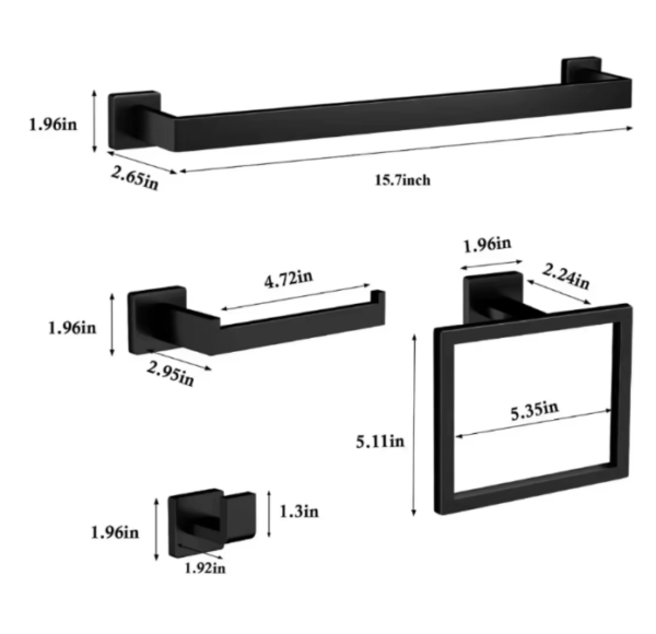 cross border stainless steel towel bar matte black wall mounted bathroom accessories hardware