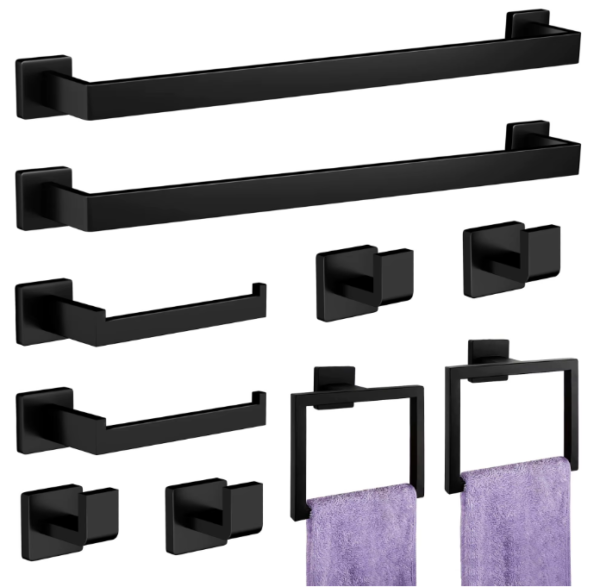 cross border stainless steel towel bar matte black wall mounted bathroom accessories hardware
