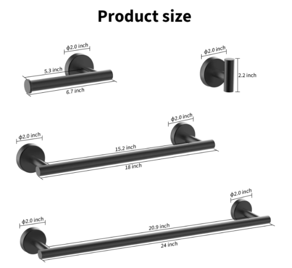 Customized Wall Mounted Towel Bar Hook Toilet Paper Holder Towel Ring Hardware Rack Stainless Steel Bathroom Accessories Set paper holder