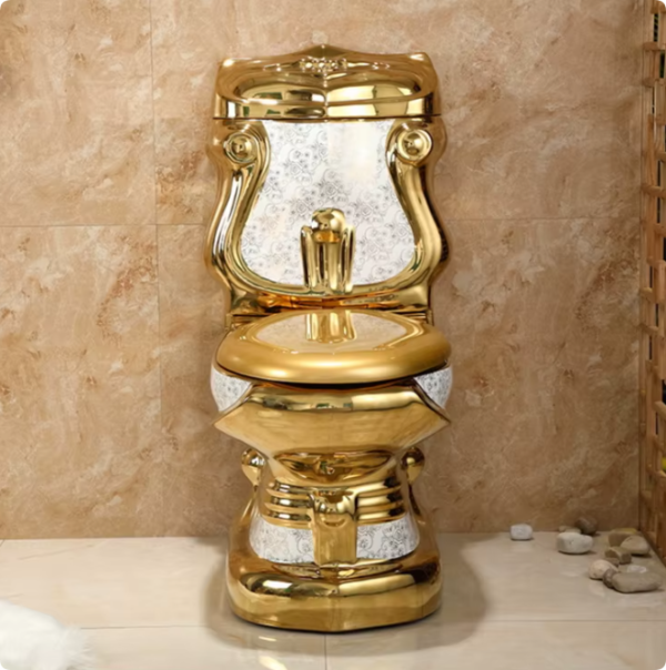 european design high quality golden color toilet bowl two piece luxury bathroom wc ceramic gold toilet luxury