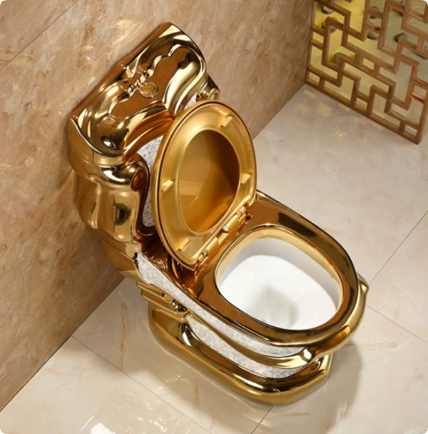 european design high quality golden color toilet bowl two piece luxury bathroom wc ceramic gold toilet luxury