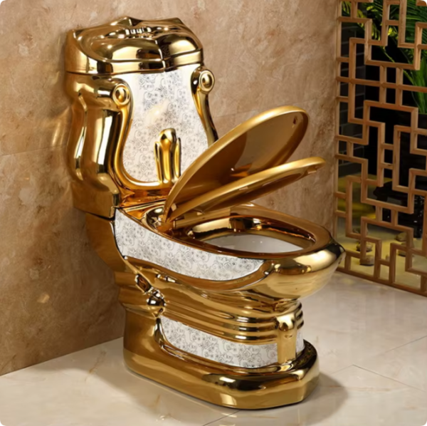 european design high quality golden color toilet bowl two piece luxury bathroom wc ceramic gold toilet luxury