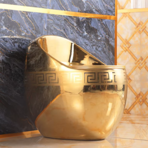 European Sanitary Ware Luxury Round Tankless Gold Ceramic Siphonic One Piece Floor Mount Egg Shape Toilets