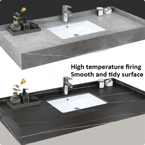 hotel floating marble ceramic countertop integrated wash basin modern rock slab under counter bathroom sink basin