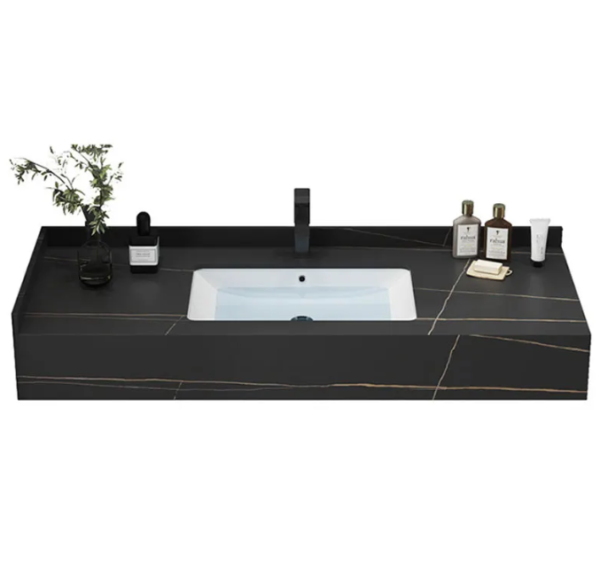 hotel floating marble ceramic countertop integrated wash basin modern rock slab under counter bathroom sink basin