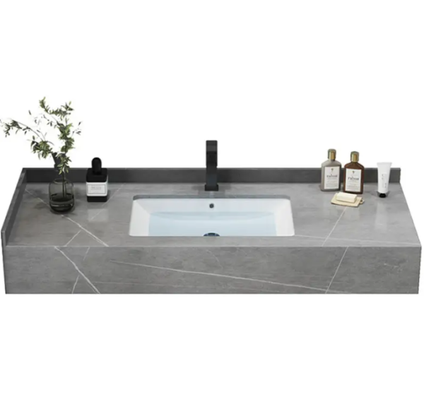 hotel floating marble ceramic countertop integrated wash basin modern rock slab under counter bathroom sink basin