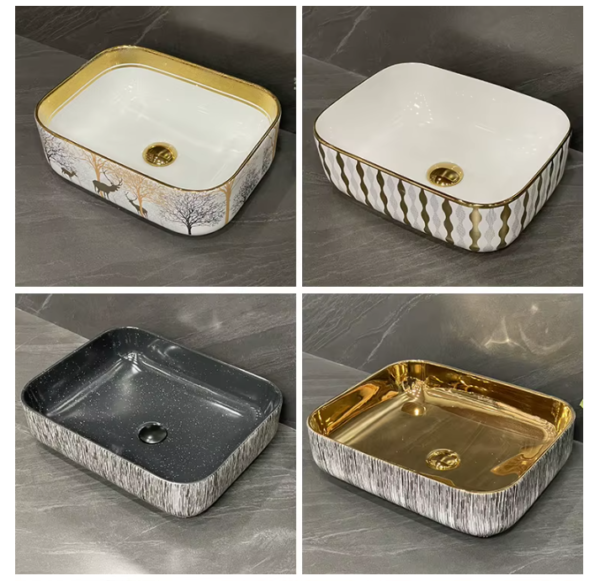 lavamanos rectangular design white ceramic counter bathroom sink wc wash basin for hotel villa