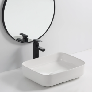Lavamanos Rectangular Design White Ceramic Counter Bathroom Sink wc Wash Basin for Hotel Villa