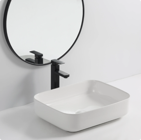 Lavamanos Rectangular Design White Ceramic Counter Bathroom Sink wc Wash Basin for Hotel Villa