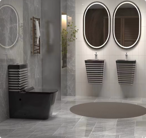 luxury modern one piece marble toilet new wave pattern gold silver line color glazed black ceramic sanitary ware toilet