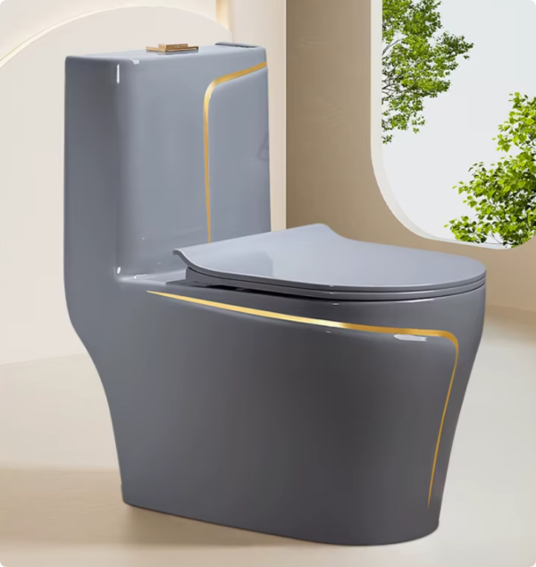 Luxury Sanitarios Inodoros Wc Gold Line Design Water Closet Bathroom Ceramic One Piece Grey Color Flush Washdown Toilets
