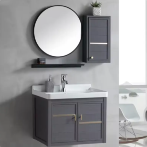 Modern Classic Aluminum Bathroom Cabinet Simple Gray Waterproof Vanity Set Factory Wholesale Custom Design Style oem