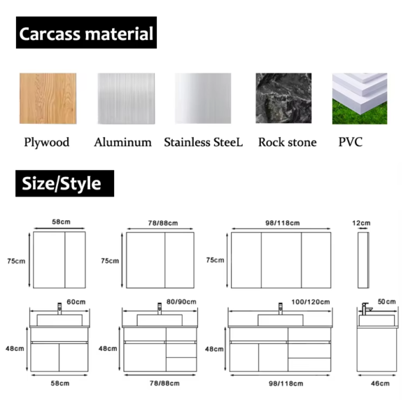 modern classic aluminum bathroom cabinet simple gray waterproof vanity set factory wholesale custom design style oem