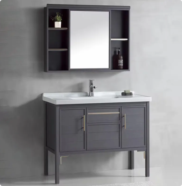 modern classic aluminum bathroom cabinet simple gray waterproof vanity set factory wholesale custom design style oem