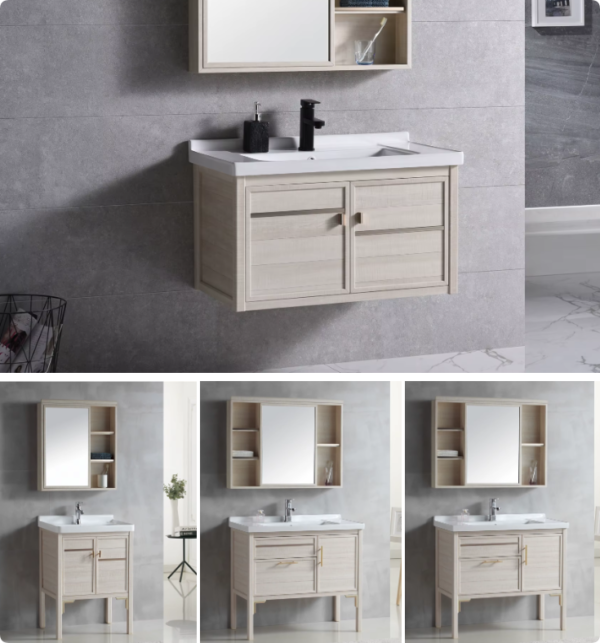 modern classic aluminum bathroom cabinet simple gray waterproof vanity set factory wholesale custom design style oem