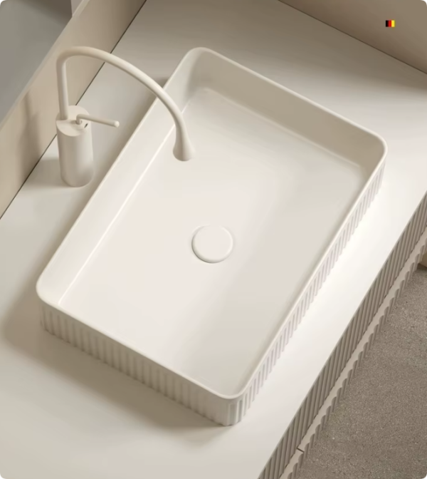 modern design micky white color ceramic oval round groove flute shape bathroom art basin sinks