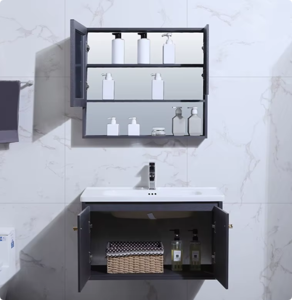 modern classic aluminum bathroom cabinet simple gray waterproof vanity set factory wholesale custom design style oem