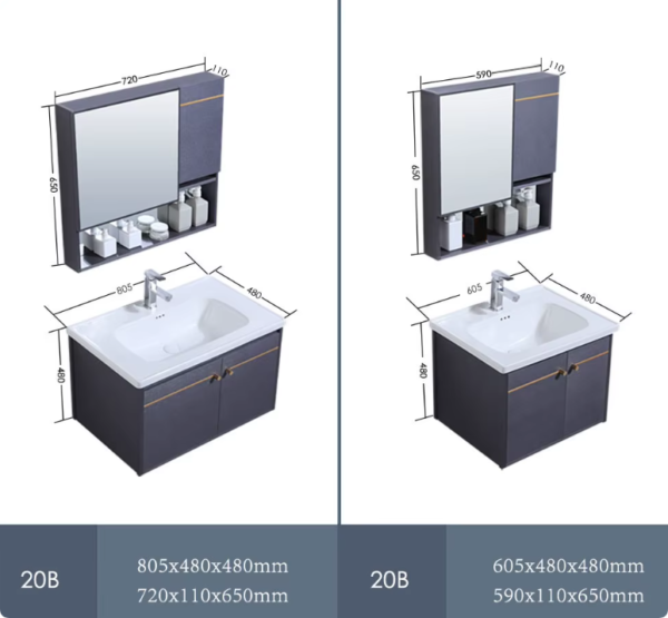 modern classic aluminum bathroom cabinet simple gray waterproof vanity set factory wholesale custom design style oem