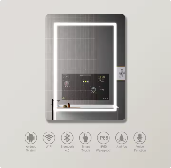 new large arch touch screen bath full tv mirror led bathroom android smart wall mirror smart mirror tv magic ins