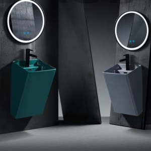 Sanitary Ware Black Color Wash Basin Bathroom Wall Hung Ceramic Basin Supplies