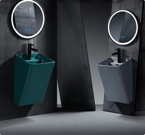 Sanitary Ware Black Color Wash Basin Bathroom Wall Hung Ceramic Basin Supplies