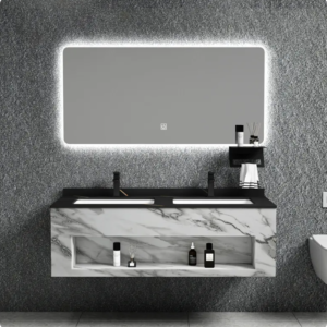 Sell Well New Type Hanging Bathroom Stainless Steel ceramic Wall Cabinet Vanity Sets cabinet marble