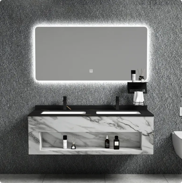 Sell Well New Type Hanging Bathroom Stainless Steel ceramic Wall Cabinet Vanity Sets cabinet marble