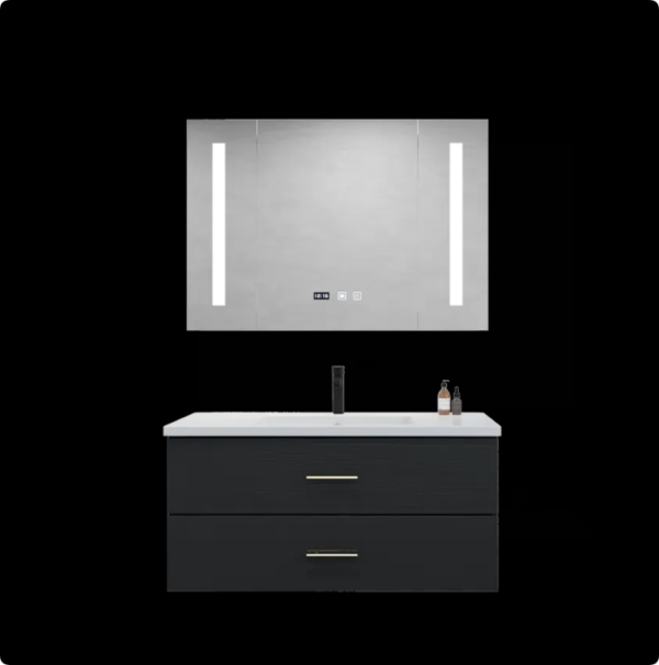 simplicity wooden bathroom furniture vanity cabinet set with sink mirror wall mounted type color