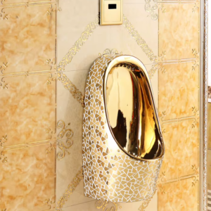Small-Size-Man-Used-Ceramic-Wall-Hung-Auto-Flush-Gold-Color-Urinal
