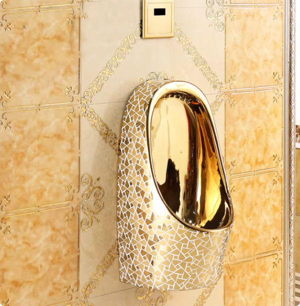 Small-Size-Man-Used-Ceramic-Wall-Hung-Auto-Flush-Gold-Color-Urinal