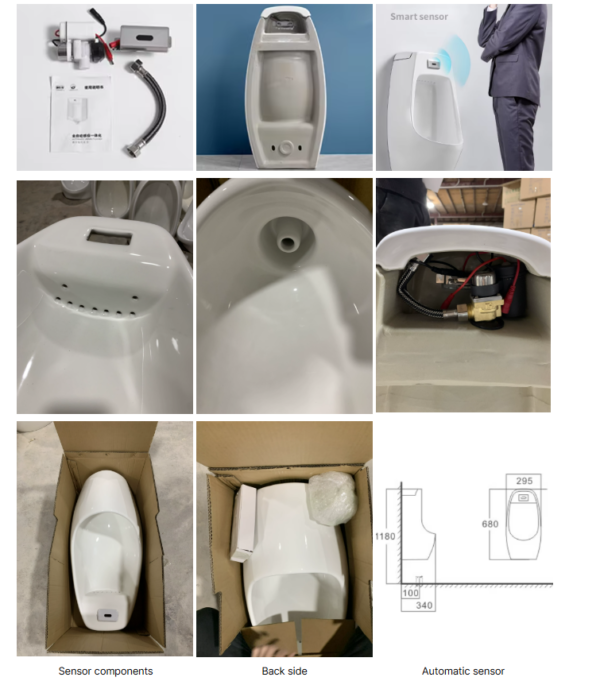 small size man used ceramic wall hung auto flush gold color urinal