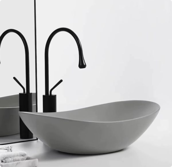 modern design micky white color ceramic oval round groove flute shape bathroom art basin sinks (copy)