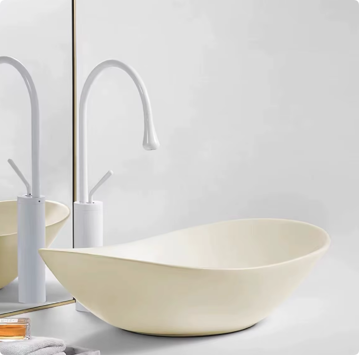 modern design micky white color ceramic oval round groove flute shape bathroom art basin sinks (copy)