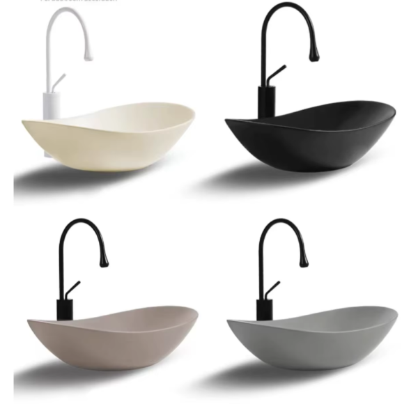 Wholesale Ceramic Sink Rectangular Art Table Top Wash Basin Matte Large Medium and Small SizeCeramic Vessel Sink for Bathroom