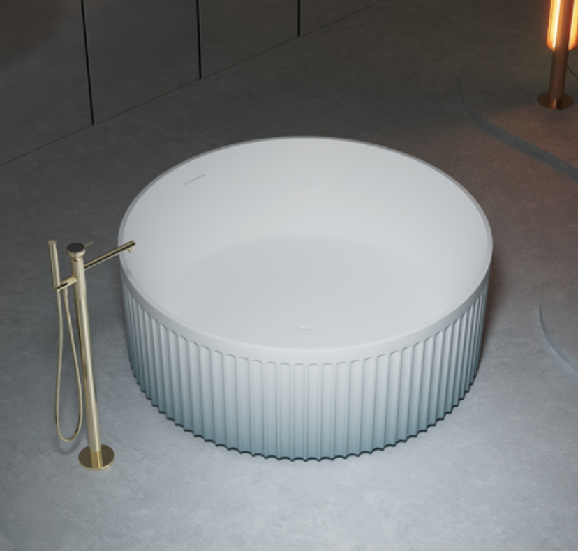 blue and white gradient bathtubs
